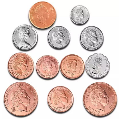 Set 12 PCS. Queen Elizabeth II. 12 Coins from Different Countries